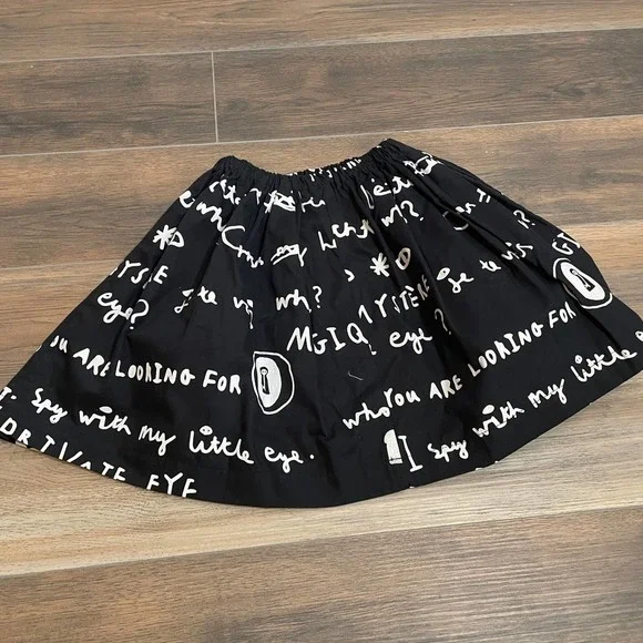 Beau Loves Girls Kids 4-5 Long A-Line Notebook Skirt Black Cotton Elastic Waist - Picture 5 of 6